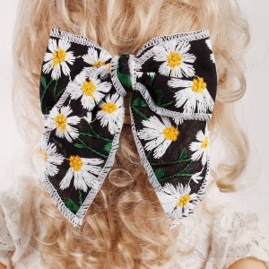 Clama de par tip ac, set doua piese, accesoriu funda delicata imprimeu floral, tematica I love flowers, multicolor - Img 4