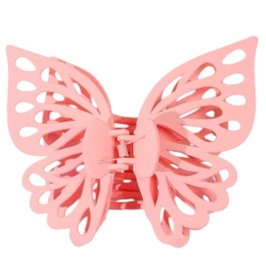 Cleste de par, prinde puternica, model voluminos fluture elegant, tematica I love butterfly, roz deschis