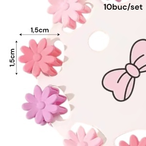 Clesti de par, set 10 bucati, model minimalist, prindere puternica, floricele delicate, M2, tematica happy life, roz deschis - Img 3