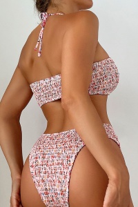 Costum de baie dama, 2 piese, model summer sweet love, imprimeu floral roz - Img 2