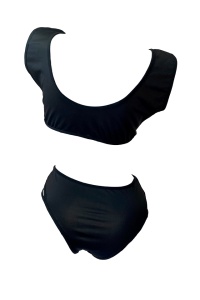 Costum de baie dama, negru, 2 piese, slip tanga si sutien tip bustiera RO - Img 2