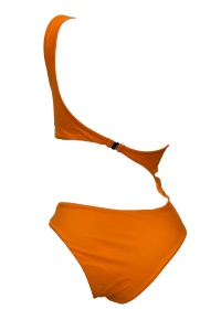 Costum de baie dama, o piesa, portocaliu, slip tanga si sutien cu prindere pe un umar® - Img 4
