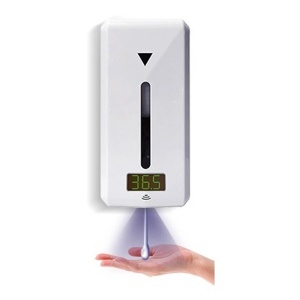 Dispenser pentru dezinfectant, automat, 1L cu termometru digital medical integrat, stand reglabil si placuta atentionare, solutie 2 in 1 ideala de masurare a temperaturii si de dezinfectare, baterii incluse - Img 4
