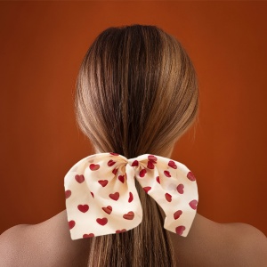 Elastic de par, accesorizat cu funda model romantic love, imprimeu cu inimioare rosu inchis - Img 3