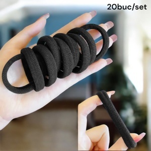 Elastic de par, set 20 bucati, model multifunctional si practic, tematica fashion is fun, negru - Img 3