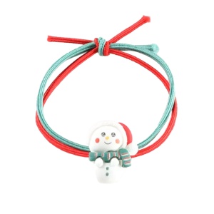 Elastic par pentru copii, model Craciun, alb, cu accesoriu om de zapada
