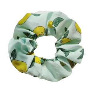Elastic pentru par, model fructe delicioase, verde cu lamai galbene