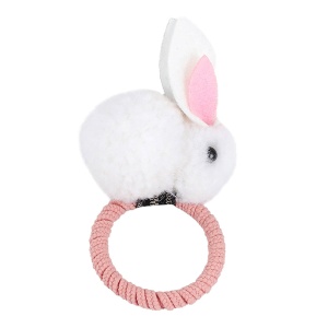 Elastic pentru par, model iepuras handmade, alb