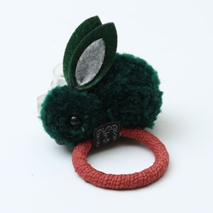 Elastic pentru par, model iepuras handmade, verde - Img 4