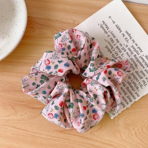 Elastic pentru par, roz cu imprimeu floral - Img 4