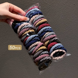 Elastic pentru par, set 50 bucati, model practic si rezistent, tematica easy life, multicolor - Img 4