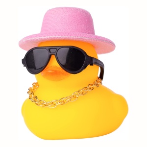 Figurina decorativa, set 2 bucati, model cool gangsta, rate cu palarie, accesorizate cu lant si ochelari de soare, tematica balkan gangster, galbene - Img 2