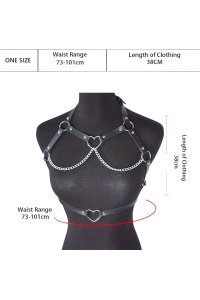 Ham sexy, accesorizat cu lanturi si inimioare, model indraznet provocator, BDSM, tematica open heart, marime univerasala, negru - Img 5
