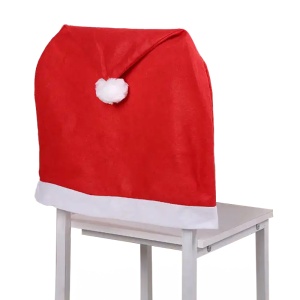 Husa pentru scaune, model de Craciun tip caciulita, tematica Santa’s home, rosie