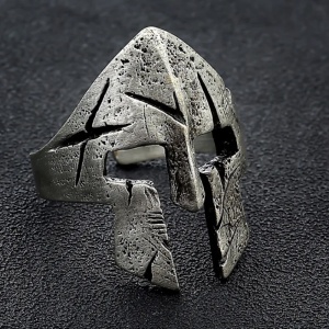 Inel cu coif de spartan, model istoric, tematica brave warrior, marime universala, reglabil, unisex, argintiu, - Img 4