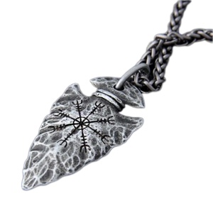 Lant cu pandantiv amuleta cu runa, model viking, unisex,