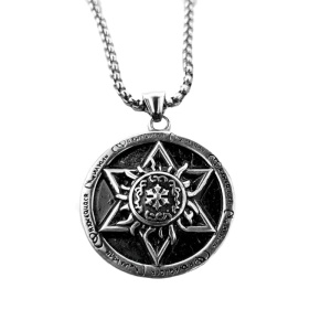 Lant cu pandantiv antic egiptean, Zeul Razboiului Horus, unisex, argintiu,