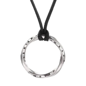 Lant cu pandantiv geometric cerc, model cu numere romane, tematica twisted geometry M1, unisex, argintiu,