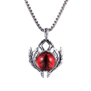 Lant cu pandantiv ochi de dragon, unisex, cristal rosu,