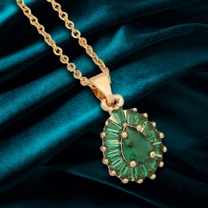 Lant dama, pandantiv cristal elegant, model delicat, tematica I love fashion, verde - Img 3