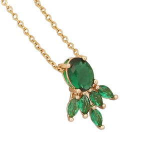 Lant dama, pandantiv cristal elegant, model frunza delicata, tematica I love flowers, verde