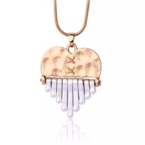 Lant dama, pandantiv inima, model piano heart, rose gold - Img 4