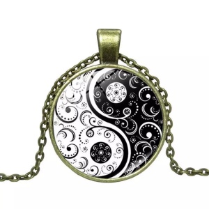 Lant dama, pandantiv rotund tai chi, model ying si yang, reglabil, vintage