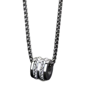 Lant unisex, pandantiv minimalist, model cu cristale de sticla, tematica fashion trend, argintiu,