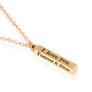 Lantisor pandantiv “I love you – forever and always” auriu, unisex