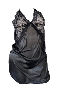 Lenjerie sexy tip neglijeu din satin negru