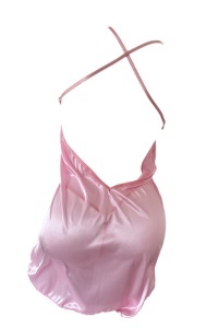 Lenjerie sexy tip neglijeu din satin roz - Img 2