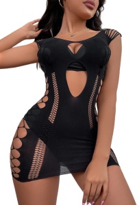 Lenjerie sexy tip rochie scurta, spate gol, neagra