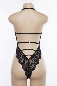 Lenjerie tip body sexy, dantela, negru - Img 2