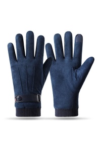 Manusi barbati, model calduros cu manseta dubla, captuseala calduroasa, tematica men winter essentials, marime universala, albastru marin - Img 2