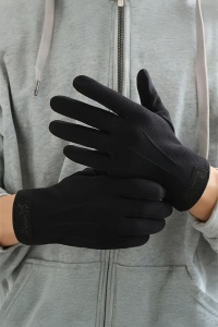 Manusi barbati, model casual, detaliu cusaturi in relief, tematica stay warm, marime universala, negre - Img 2
