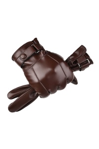 Manusi barbati, model elegant, prindere cu capse, tematica cool winter essentials, marime universala, maro