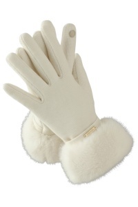 Manusi dama, model clasic elegant, margine voluminoasa si pufoasa, accesoriu chic, tematica feeling special, marime universala, bej