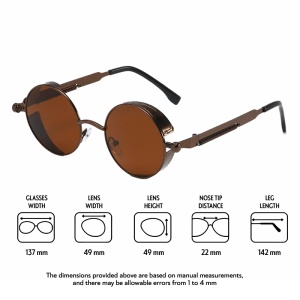 Ochelari de soare pentru barbati, model unic si cool, tematica steampunk, marime universala, maro - Img 4