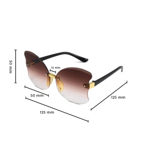 Ochelari de soare pentru copii, model pentru fetite fluturas, gradient, marime universala, maro - Img 2