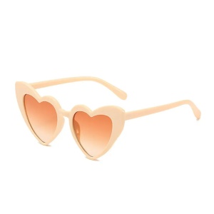 Ochelari de soare pentru copii, model pentru fetite inimioara cute, marime universala, crem