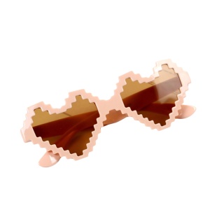 Ochelari de soare pentru copii, unisex, design in forma de inima, model pixel cool, marime universala, roz