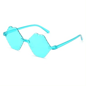 Ochelari de soare pentru copii, unisex, model cool unicat, tematica lips don't lie, marime universala, turcoaz