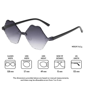Ochelari de soare pentru copii, unisex, model cool unicat, tematica lips don't lie, marime universala, negri degrade - Img 3
