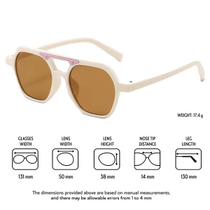 Ochelari de soare pentru copii, unisex, model cu rama chic, detaliu de contrast, tematica cool summer, marime universala, albi - Img 2