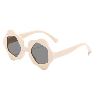 Ochelari de soare pentru copii, unisex, model cu rama cool, tematica perfect summer, marime universala, bej