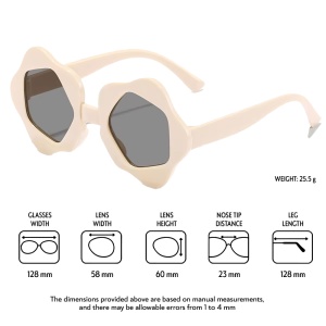 Ochelari de soare pentru copii, unisex, model cu rama cool, tematica perfect summer, marime universala, bej - Img 4