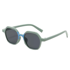 Ochelari de soare pentru copii, unisex, model cu rama fashion, cu detaliu de contrast, tematica cool summer, marime universala, verzi