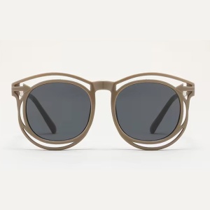 Ochelari de soare pentru copii, unisex, model cu rama fashion, tematica cozy summer, marime universala, gri - Img 2