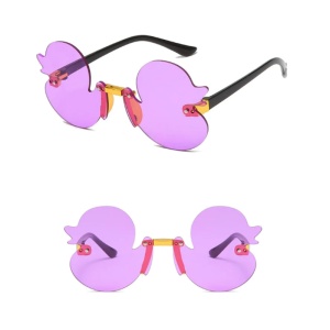 Ochelari de soare pentru copii, unisex, model cu ratuste, tematica Ducky the fancy duck, marime universala, mov - Img 3