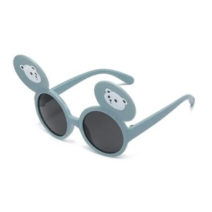 Ochelari de soare pentru copii, unisex, model cu urechiuse de ursulet, flexibili, marime universala, gri